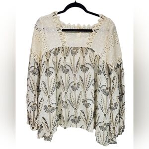 Anthropology Top Floret Embroidery Lace Size 6